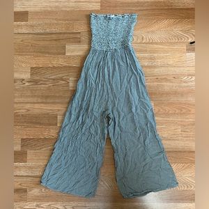 Grey and White Striped Jumpsuit